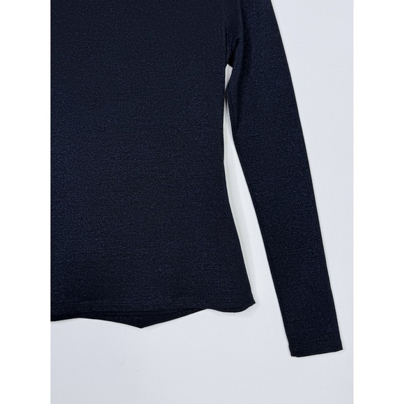 ENZA COSTA Jersey Twist Top Glitter Metallic Navy Blue Womens Size Small - Picture 5 of 6